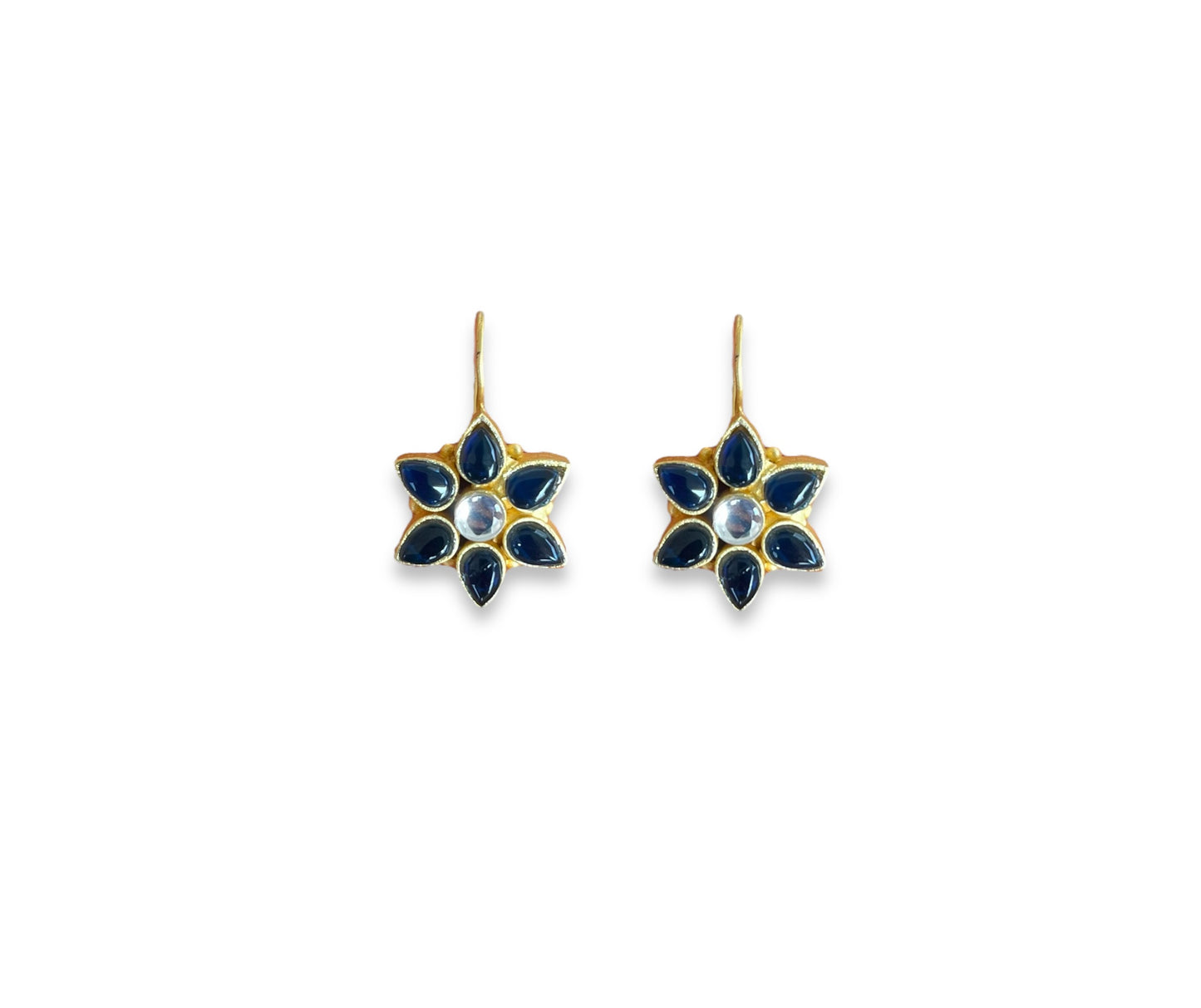 Navy Starburst Hoop Earrings