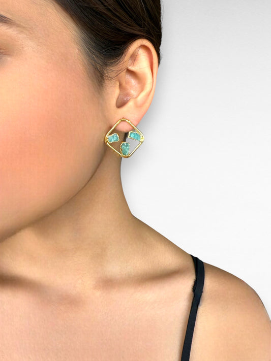 Jade Square Earrings