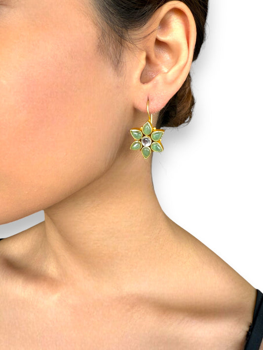 Minty Starburst Hoop Earrings